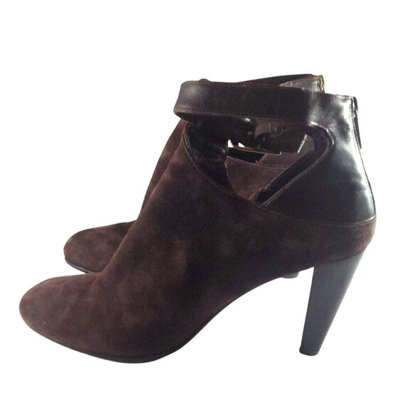 DKNY Women's Size 11 Brown Suede & Leather Ankle Boots With Back Zipper Closure - Picture 2 of 10